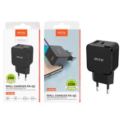 Cargador de red Usb + Type-C  / 25W / Negro / TA0332 / MTK